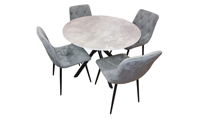 Avesta Grey Dining Table & 4 Vernon Dining Chairs